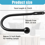 VRSS curtain holdback hook dimensions display