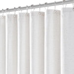 Jolilight white linen shower curtain front view showing the 240 GSM textured fabric drape.
