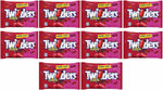 Munchique Twizzlers low fat cherry candy pieces arranged neatly.