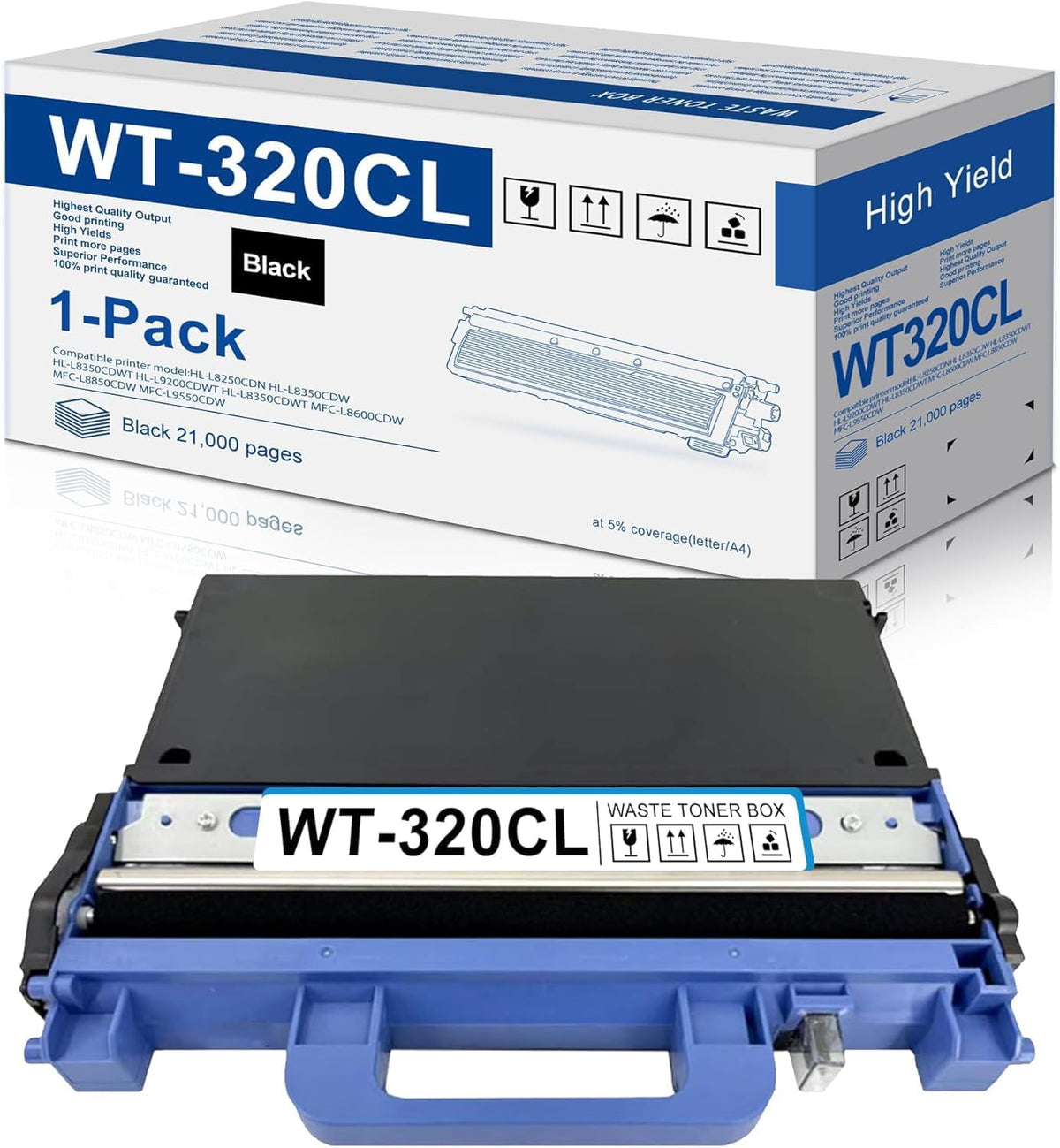 Molimer WT-320CL waste toner box front view for Brother printers