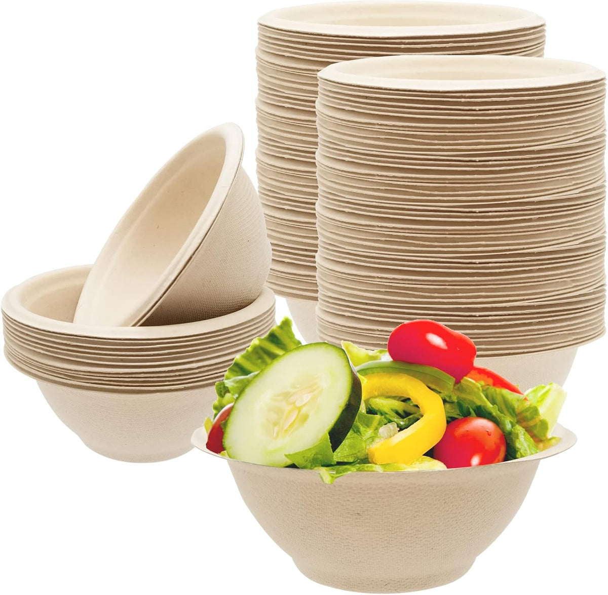 Zddaoole 8 Ounce Compostable Paper Bowls front view heavy duty eco friendly tableware