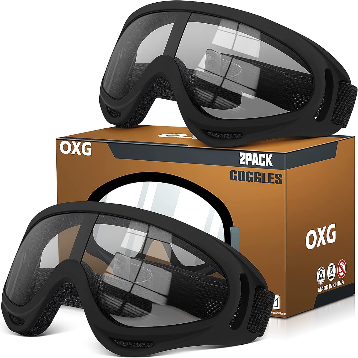 OXG motorcycle goggles 2 pack front view