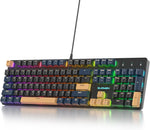 surmen Full Size Creamy Keyboard with Number Pad, 104 Keys RGB Wired Mechanical Gaming Keyboard Backlit with PBT Keycaps Linear Red Switch for Laptop Desktop PC Gamers104 Blue Samurai - Image 13