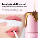 Authentic Aprilskin lip tattoo stain being wiped off with a damp cloth