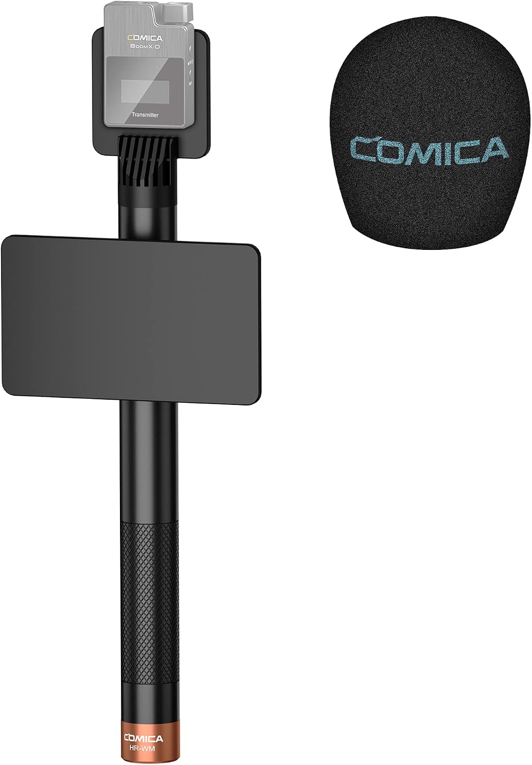Comica HR-WM interview handheld adapter front view