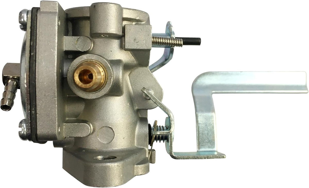 Bottom view of small engine carburetor float bowl