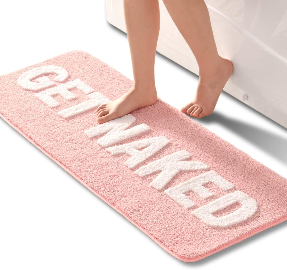 QJHOMO Get Naked Bath Mat Cute Black and White Bathroom Rugs Funny Non Slip Bathtub Decor Mats Super Absorbent Floor Carpet Machine Washable Bahtmat for Tub, Shower, Bedroom (18x48 inch) - Image 13