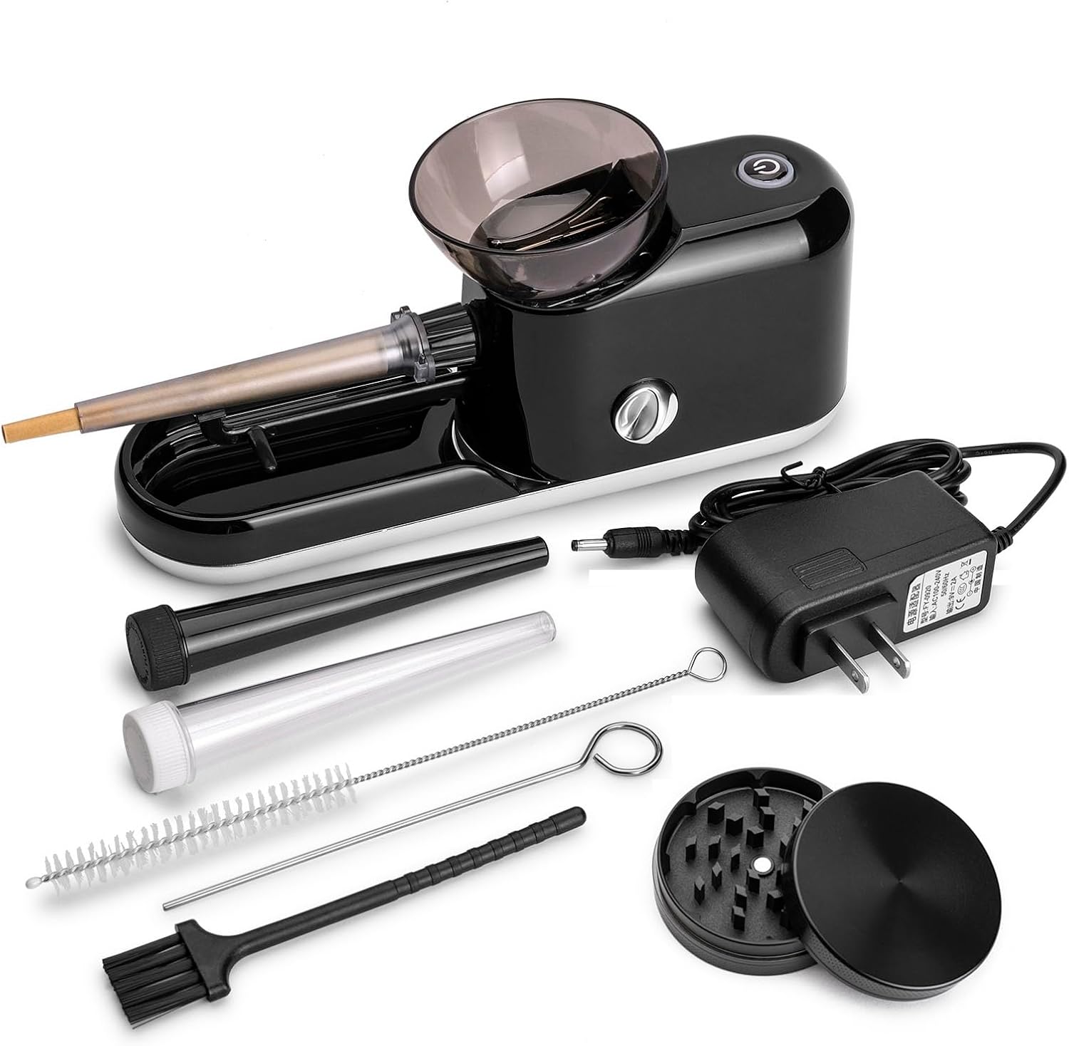 Free Boy Upgraded Electric Cones Rolling Machine Automatic Cone Loader Minin Portable Pre Rolled Cones Filling Maker and Portable Manual Grinder - Image 1