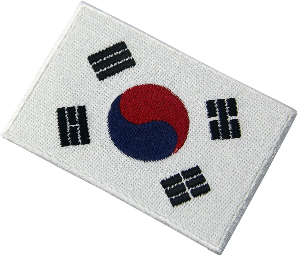 EmbTao South Korea flag patch displayed on fabric background