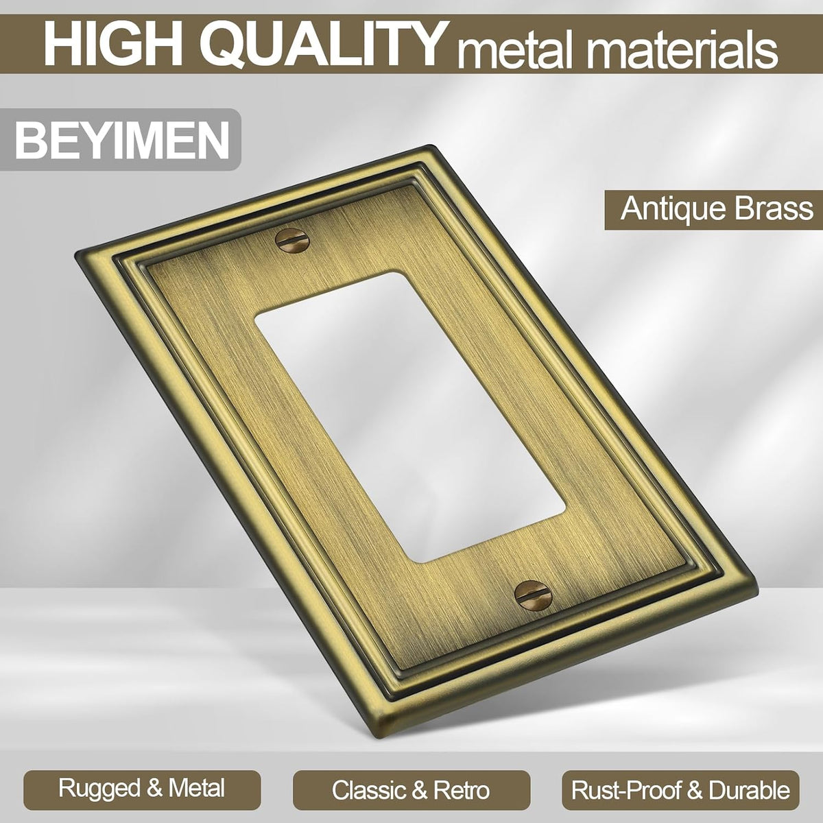 Beyimen 6 pack metal rocker switch wall plate perspective angle