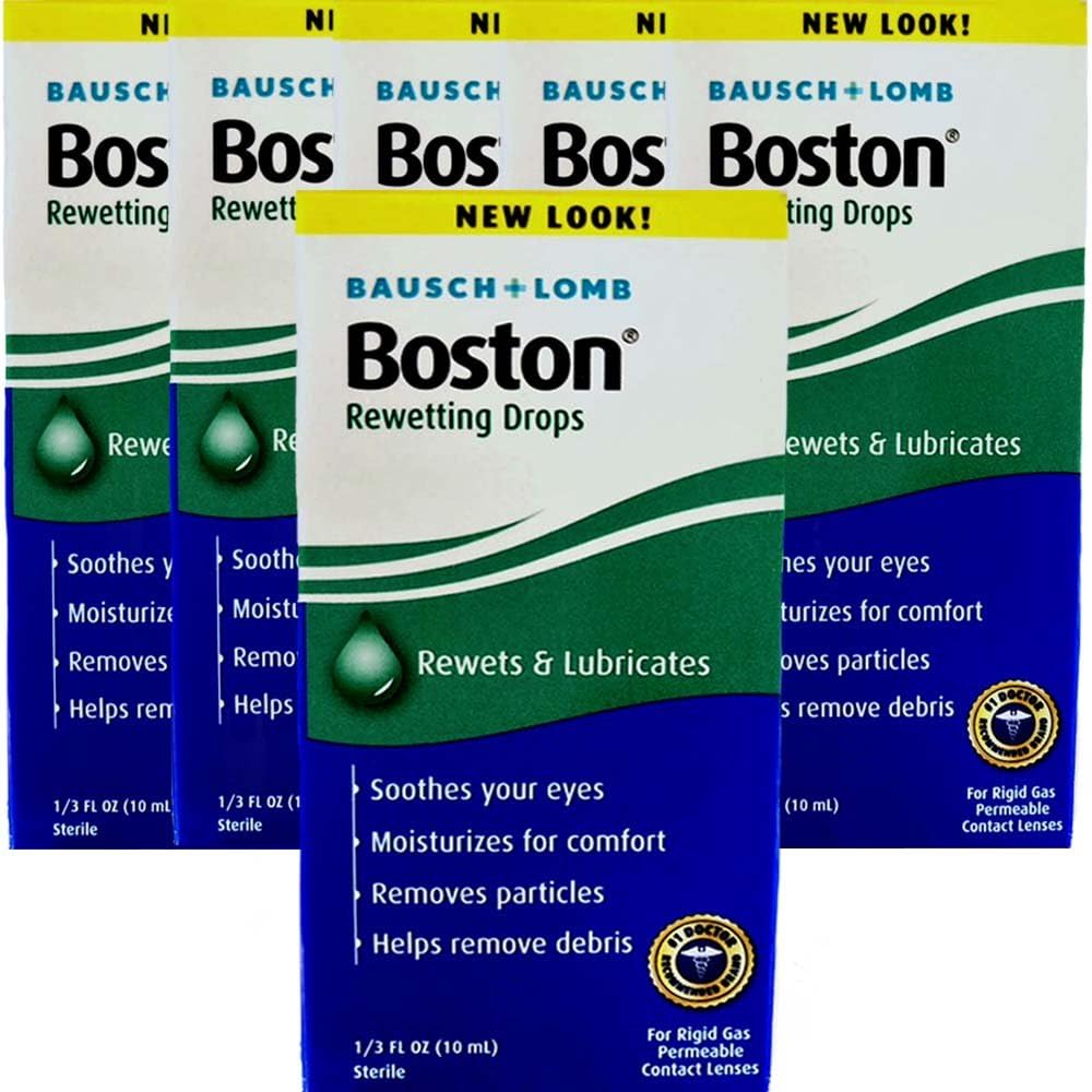 Bausch and Lomb Boston rewetting drops front packaging box for rigid gas permeable contact lenses