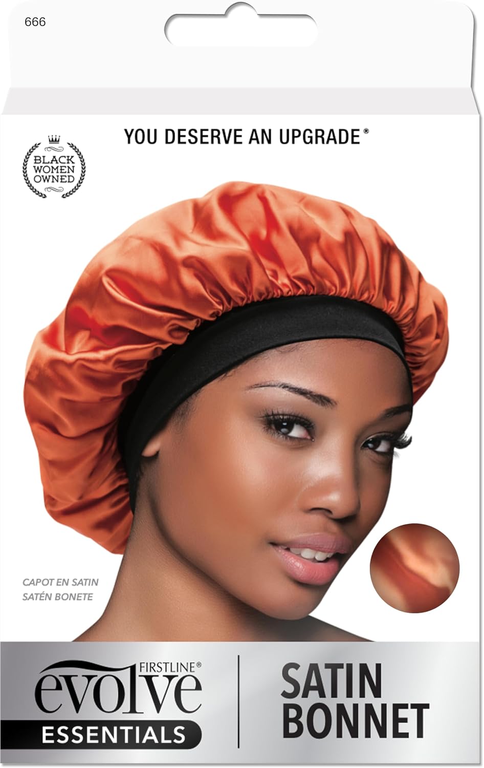 Evolve dark orange satin sleep cap folded view