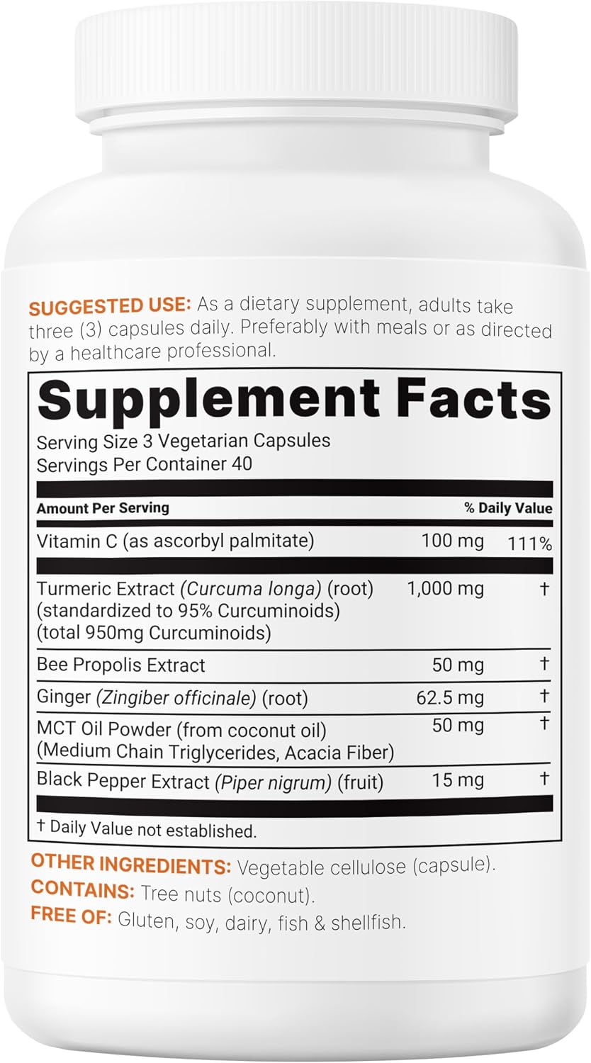 Micro Ingredients turmeric curcumin bottle with ingredients layout