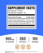 Gluten free calcium and vitamin D3 supplement facts and ingredient label details