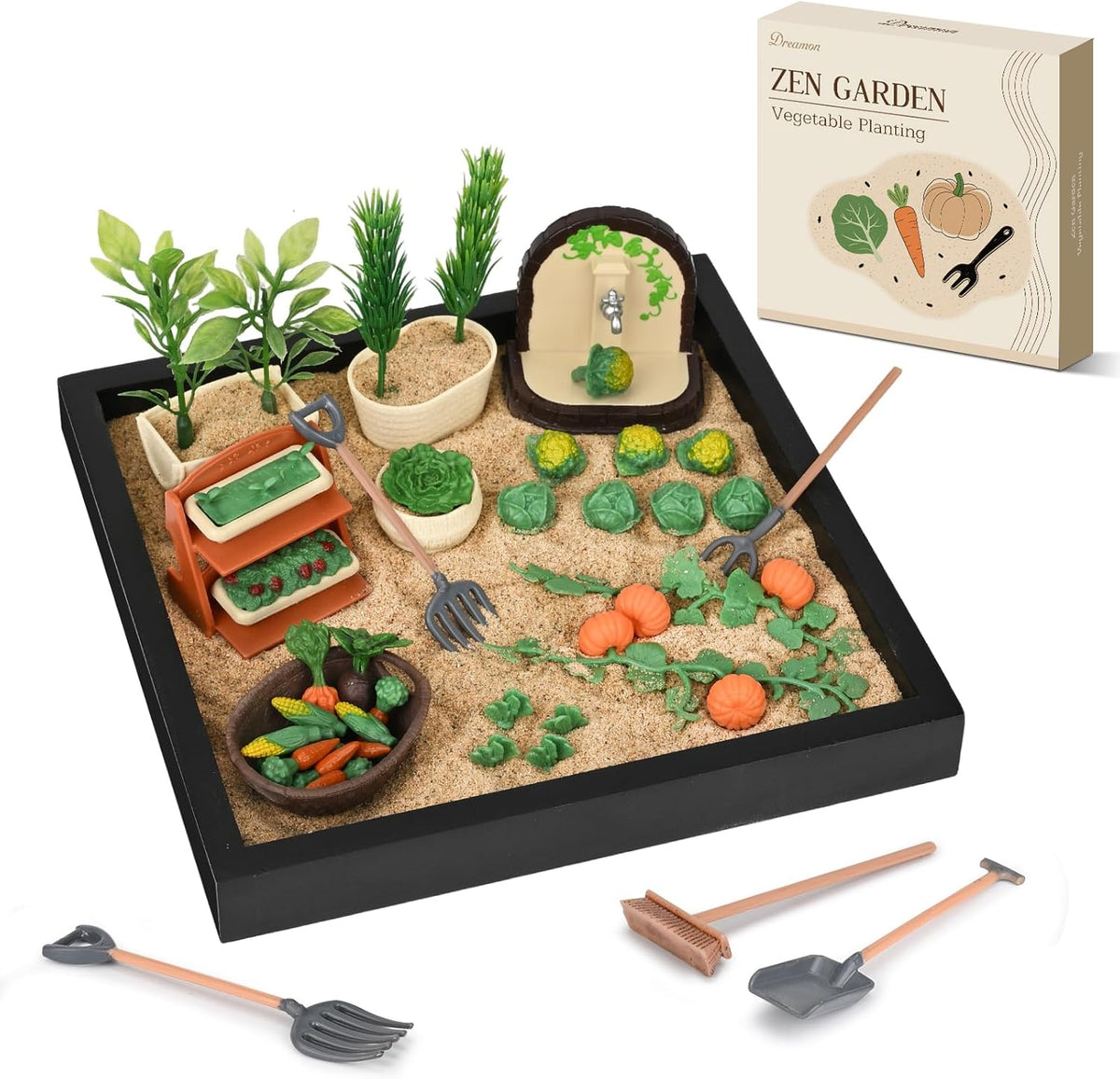 Dreamon Zen Sand Garden front view on office desk