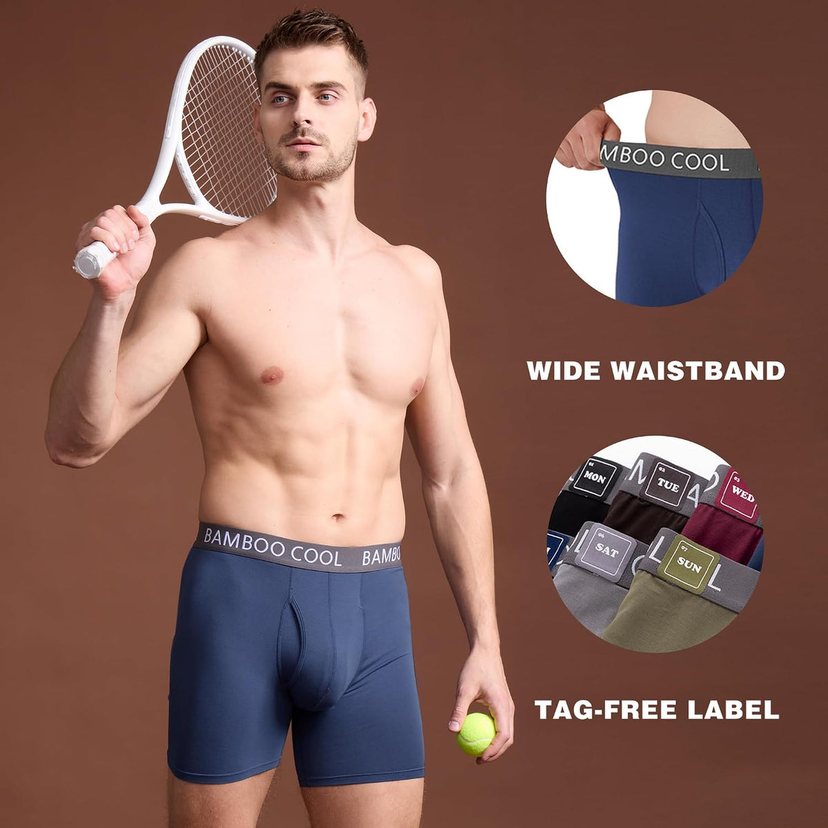 Bamboo Cool men's soft underwear fabric texture and stretch demonstration