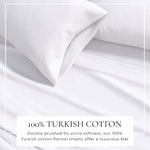 Great Bay Home winter white flannel bed sheets folded flat view