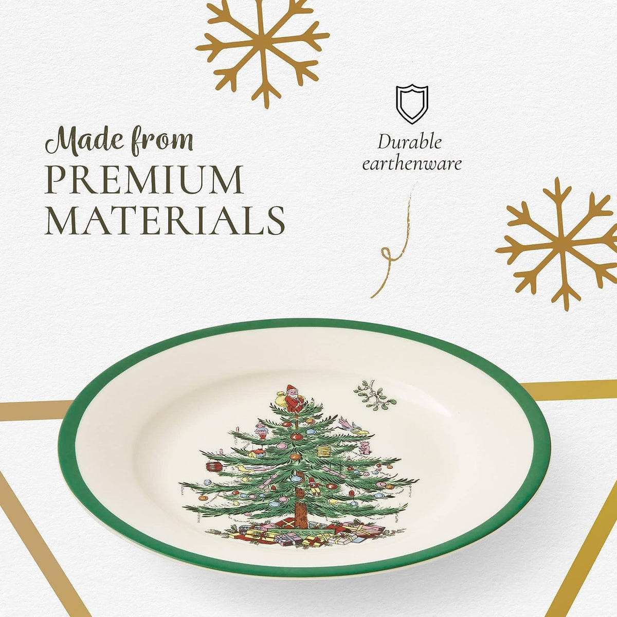 Spode Christmas Tree holiday salad plate set arranged on festive table