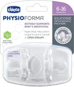 Chicco baby pacifier side profile showing orthodontic nipple shape