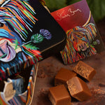 Imported Gardiners of Scotland luxury fudge tin close up.