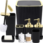 XLHOMO bathroom accessories set front view showing complete black ten piece collection for premium home styling.