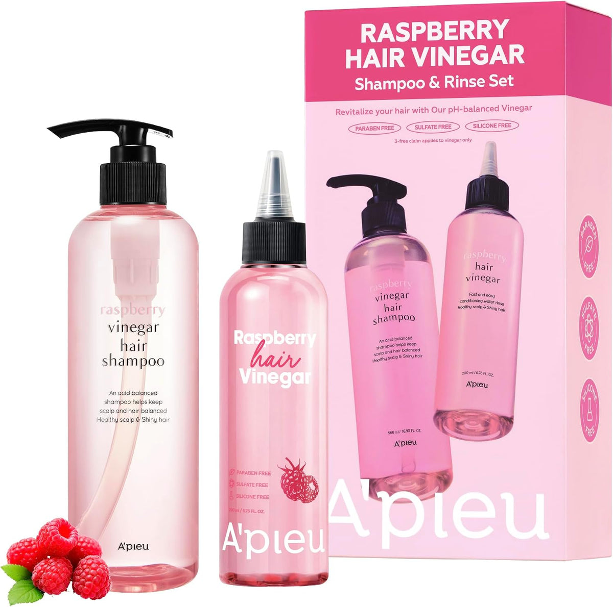 APieu Raspberry Vinegar Hair Shampoo packaging details