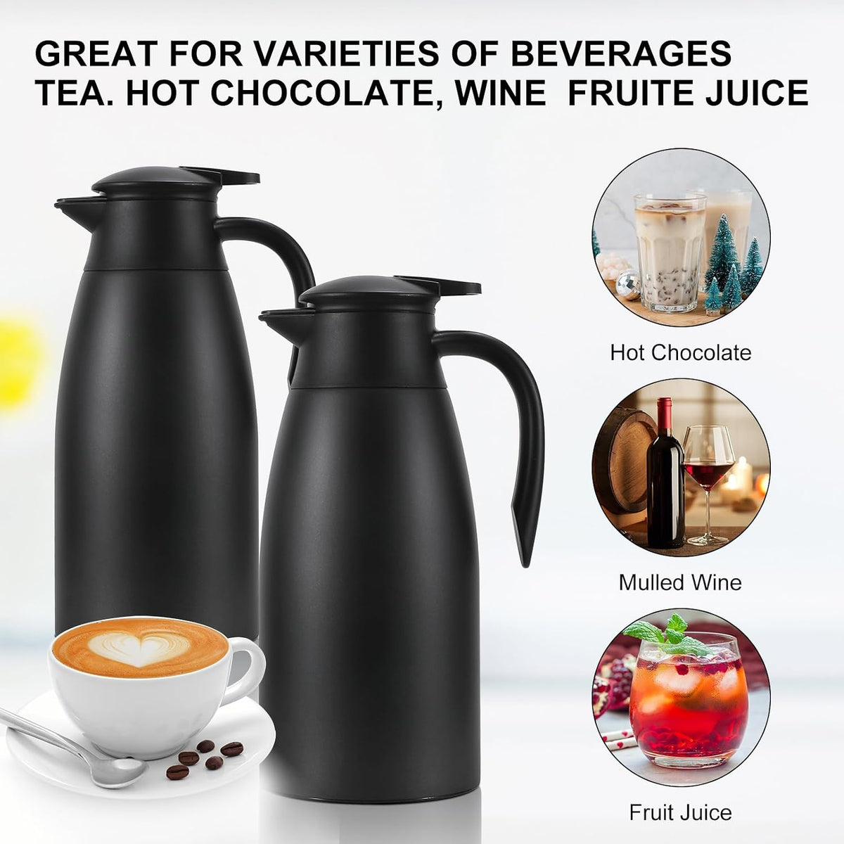 Dumfoin stainless steel carafe ergonomic handle view