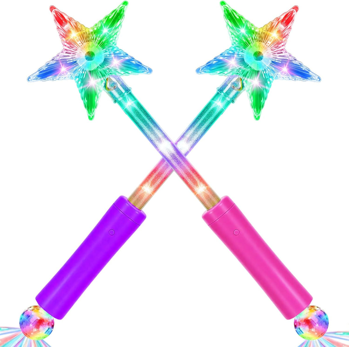 PartyFrenzy 2 pack LED star magic wand front view