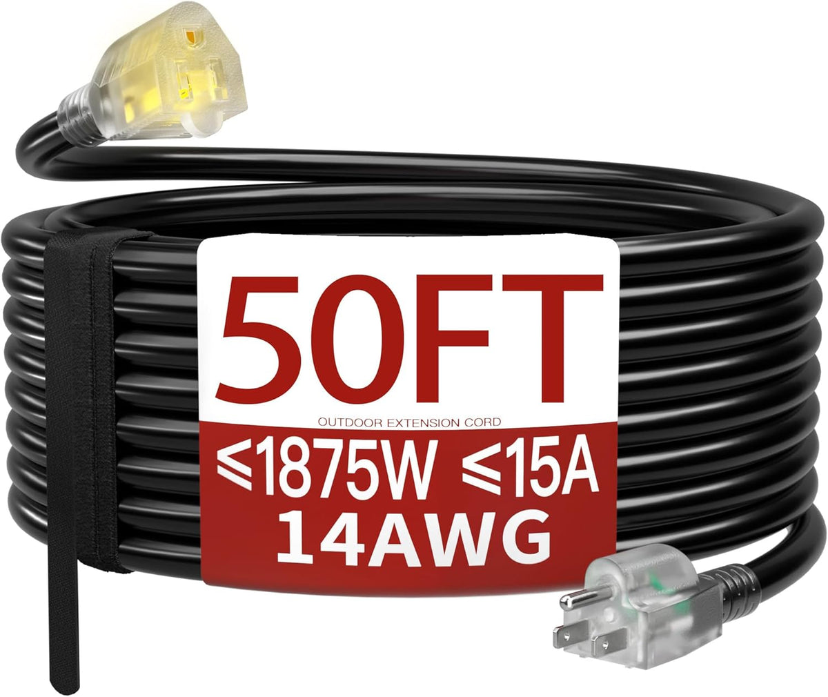 Skrizcable 16/3 25 FT Outdoor Extension Cord Waterproof, Black Power Cord | Weatherproof & Flame Retardant, 25 Foot Appliance Extension Cord Outside for Lawn & Garden, 13A 1625W 16AWG SJTW, ETL Listed - Image 14