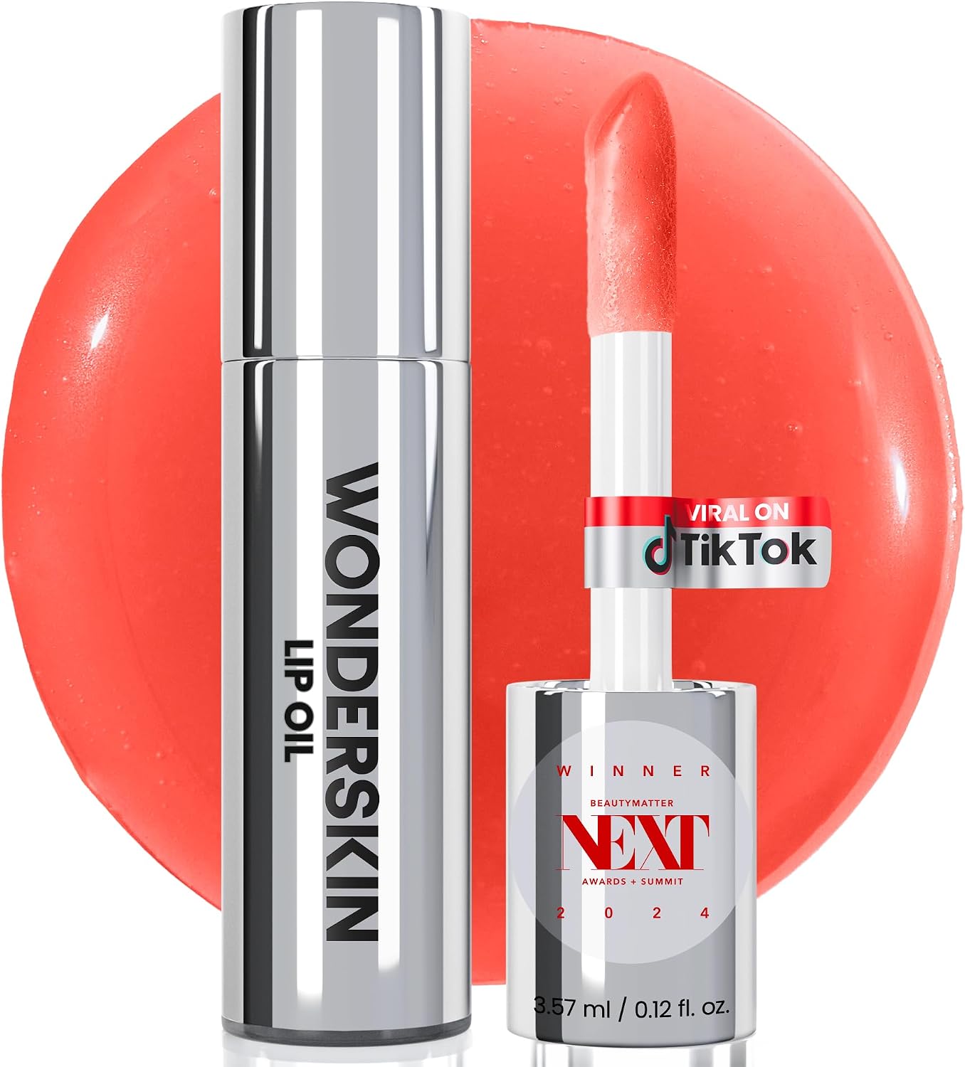 Wonderskin Lip Oil Rehab Serum Flirt front view showing the sleek tube packaging.