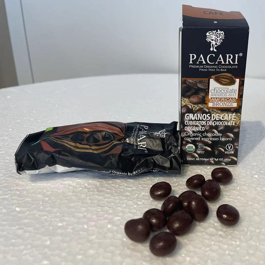 Premium imported chocolate covered Arabica coffee beans snack bag
