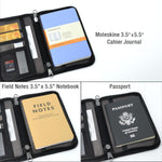 Side profile of zippered notebook cover organizer