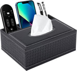 Multifunction PU Leather Tissue Box Holder with Stationery Remote Control Box, Decorative Tissue Pen Pencil Remote Organizer for Home and Office Use(White) - Image 9