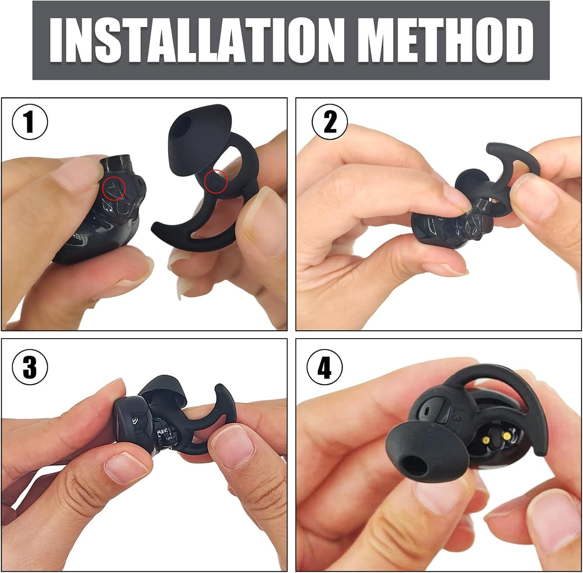 WKYMY silicone ear bud covers with integrated stability wings