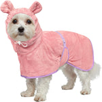 HhiMyOct dog bathrobe super absorbent towel robe front view on a large dog