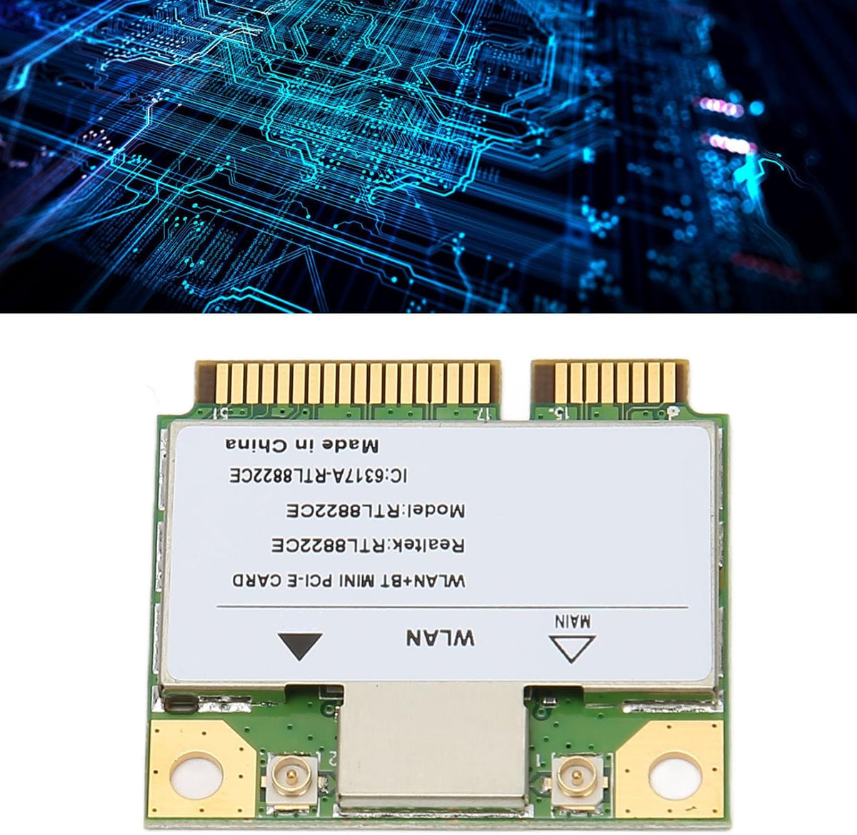 Diyeeni RTL8822CE Mini PCIe Card golden pin interface detail