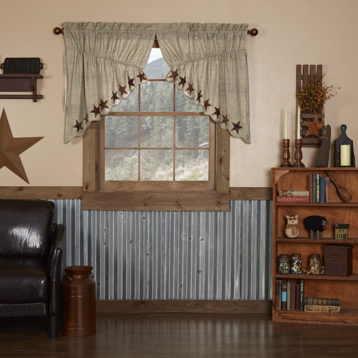VHC Brands Abilene Star prairie curtain packaging and set view