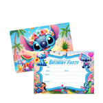 Losede Stitch themed birthday invitation card front view showing the colorful cartoon character illustration.