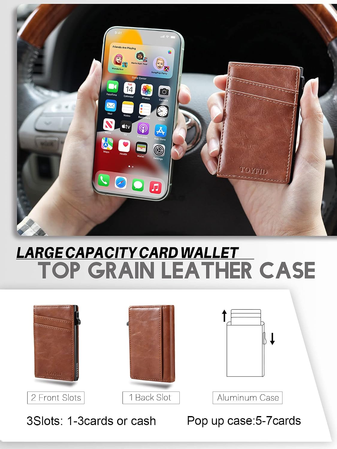 Toyfid RFID blocking wallet closed in vintage brown