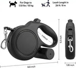 Large dog leash with integrated waste bag dispenser
