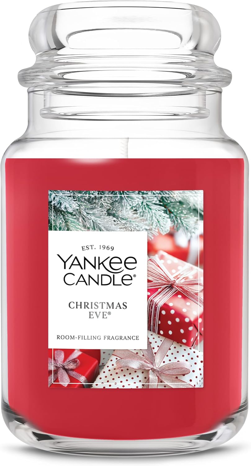 Yankee Candle Christmas Eve scented candle front view large jar