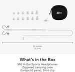 MEE audio M6 package accessories with assorted eartips