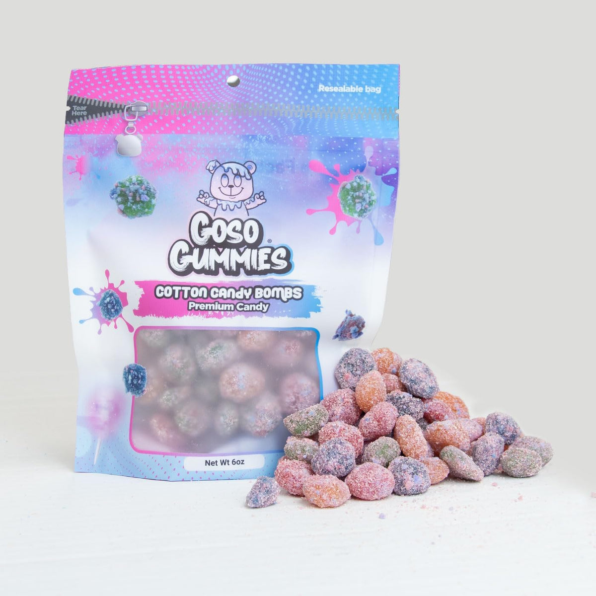 Goso Gummies Sour Blue Razz Gusher Bombs - 6oz Resealable Bag - Sour Blue Raspberry Filled Gusher Candy - Image 12