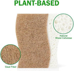 Aidea dual sided scrub sponge showing soft cellulose and sisal fiber texture