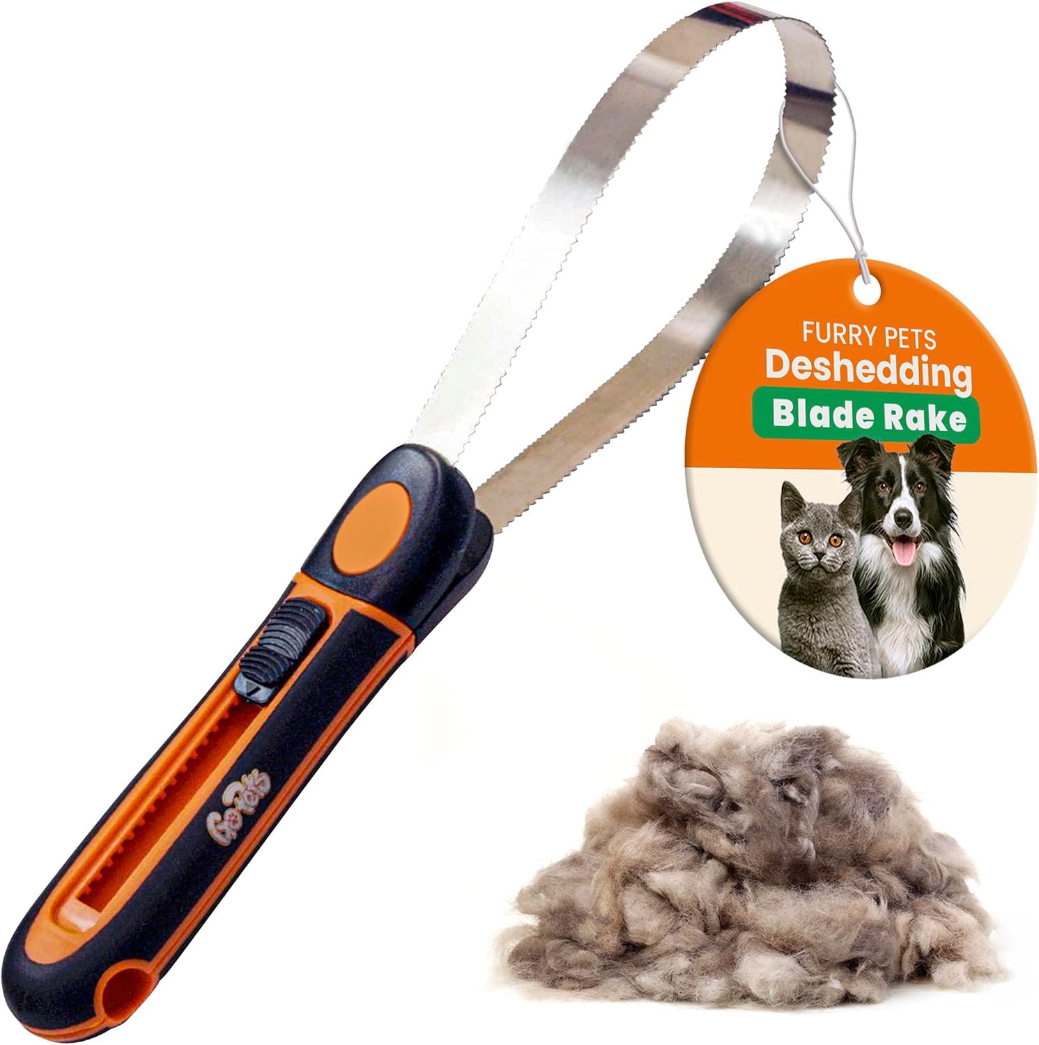 GoPets deshedding blade rake front view for pet grooming