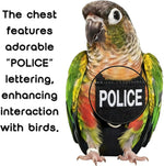 Durable metal ring parrot harness on a police cosplay bird suit