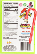 Pack of four sour holiday treats featuring black cherry and blue raspberry graphics.