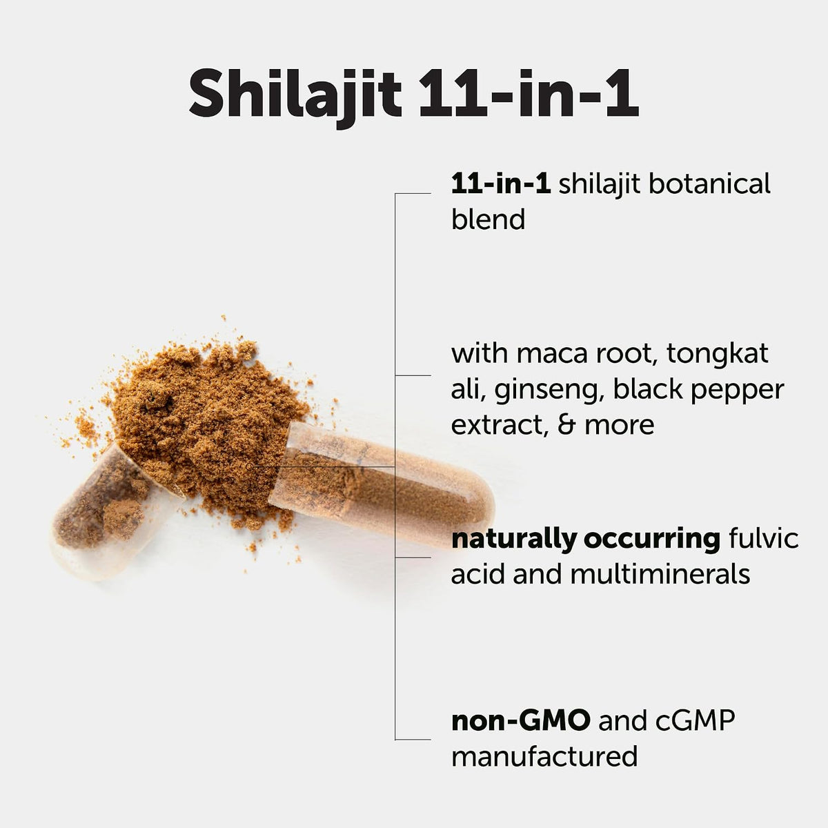 Micro Ingredients Shilajit capsules bottle back label supplement facts