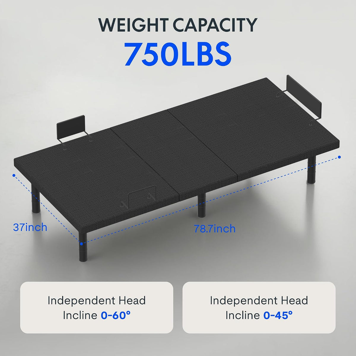 FlexiSpot Twin XL bed frame head incline feature
