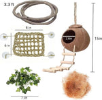 Handwoven seagrass hammock for lizard and gecko habitat
